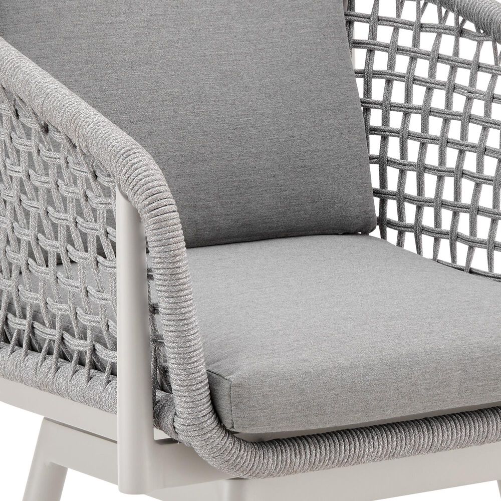 Blue River Rhodes Patio Swivel Counter Height Bar Stool with Light Gray Rope in Aluminum, , large