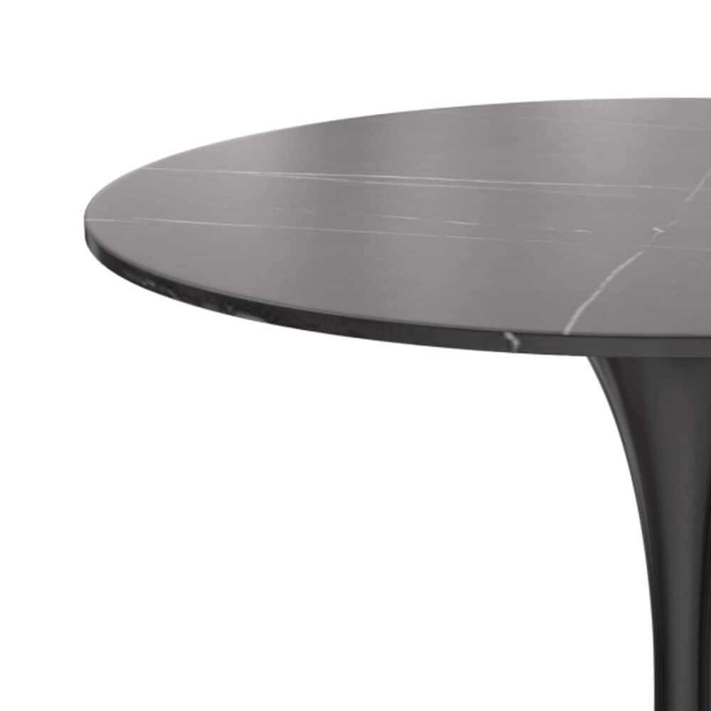 Leisuremod LeisureMod Verve Collection 36 Round Dining Table, Black Base with Sintered Stone Black Top, , large