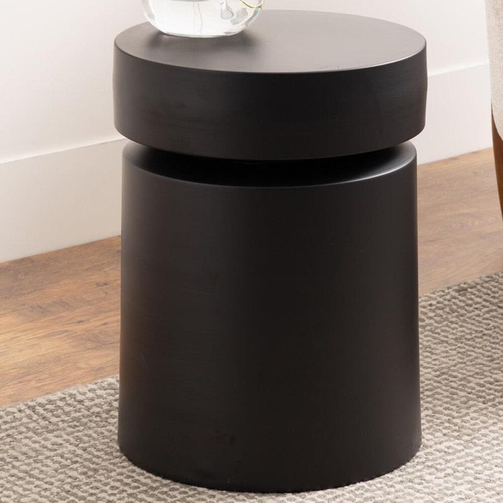 37B Metal Drum End Table in Black, , large