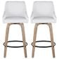 LumiSource Hannah Swivel Counter Stool with White Faux Leather Upholstery in Whitewashed and Black (Set of 2), , large