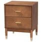 Baxton Studio Mandolin 2-Drawer Nightstand in Ash Walnut and Gold, , large