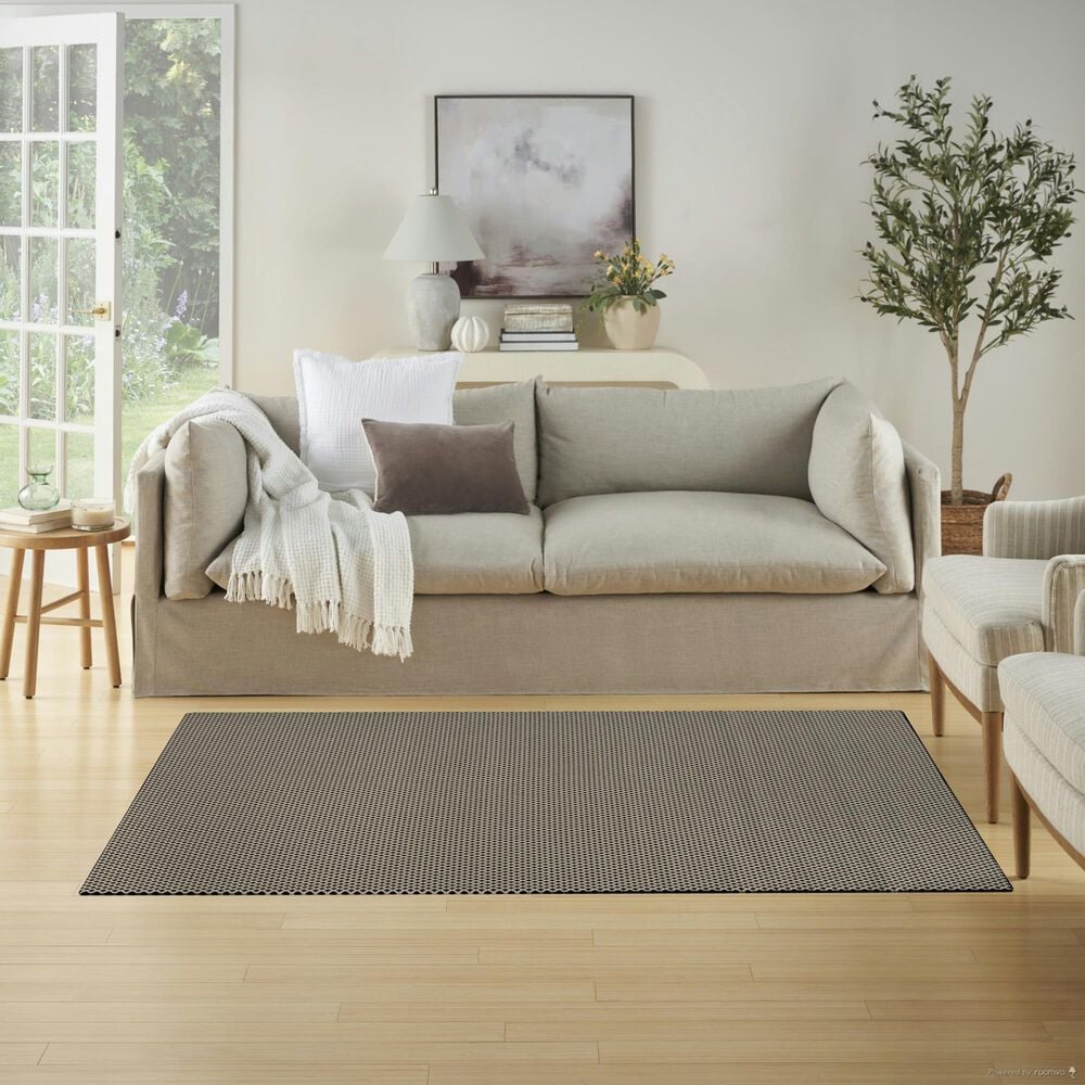 Nourison Courtyard Black and White 4&#39; x 6&#39; Indoor/Outdoor Area Rug, , large