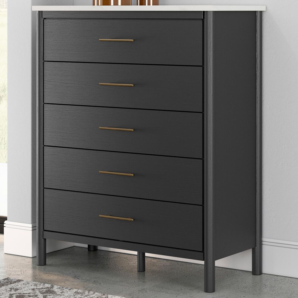 Ashley Cadmori 5-Drawer Chest in Matte Black and White, , large