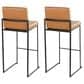 Lumisource Fuji High Back Barstool with Camel Faux Leather in Black (Set of 2), , large
