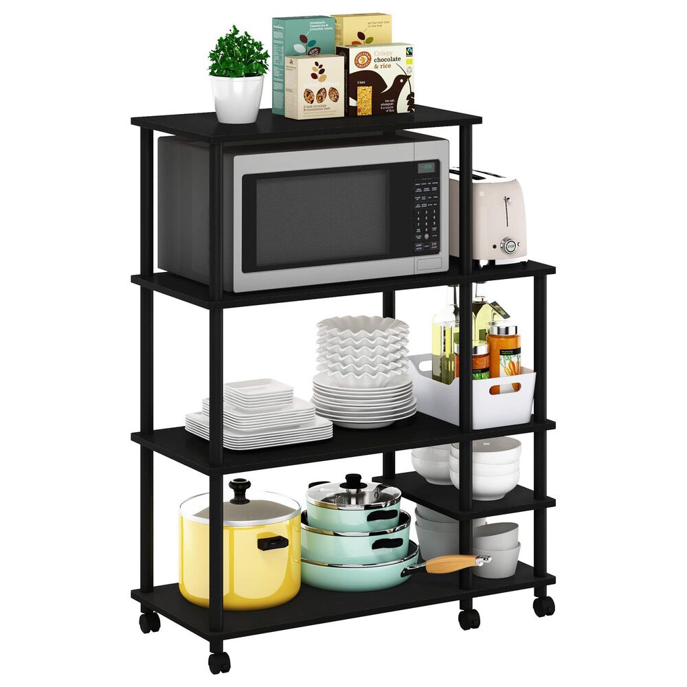 HOMLUX Turn-N-Tube 3-Tier Rolling Kitchen Shelf Cart in Americano and Black, , large