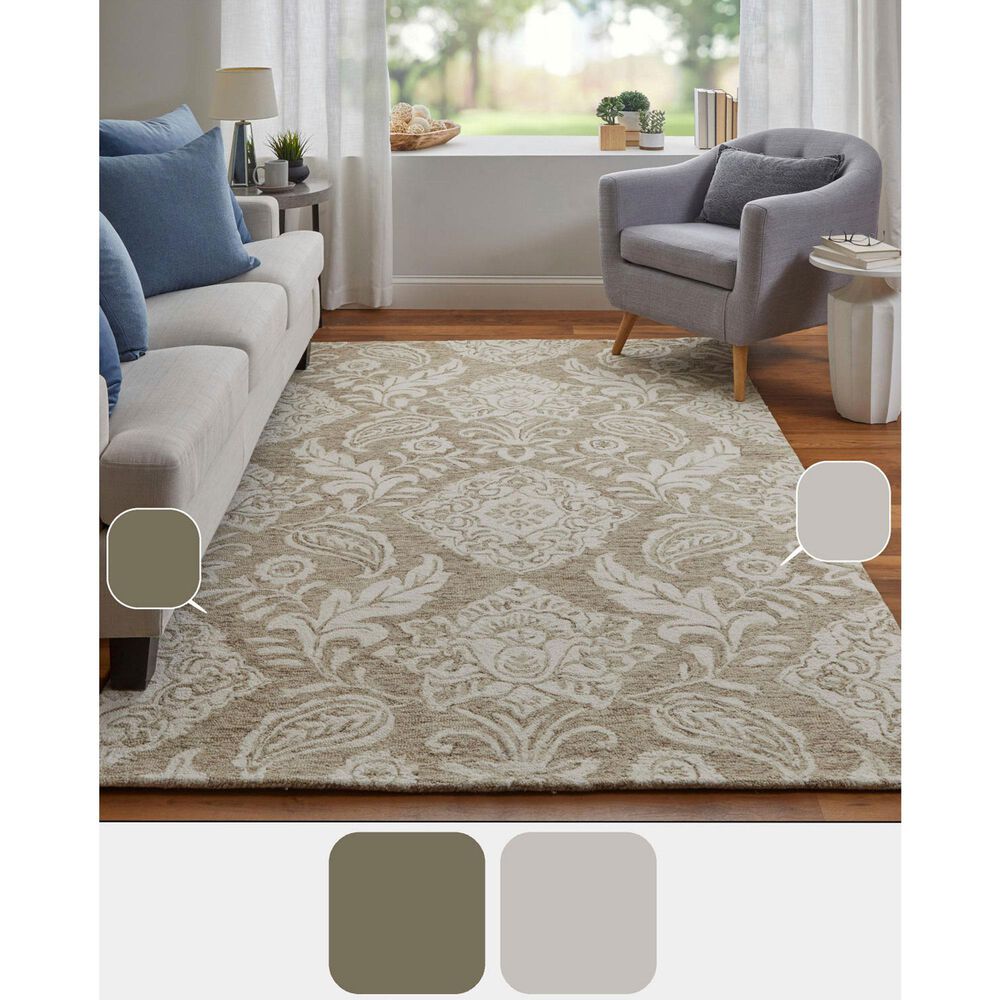 Feizy Belfort Taupe and Ivory 10&#39; x 14&#39; Area Rug, , large