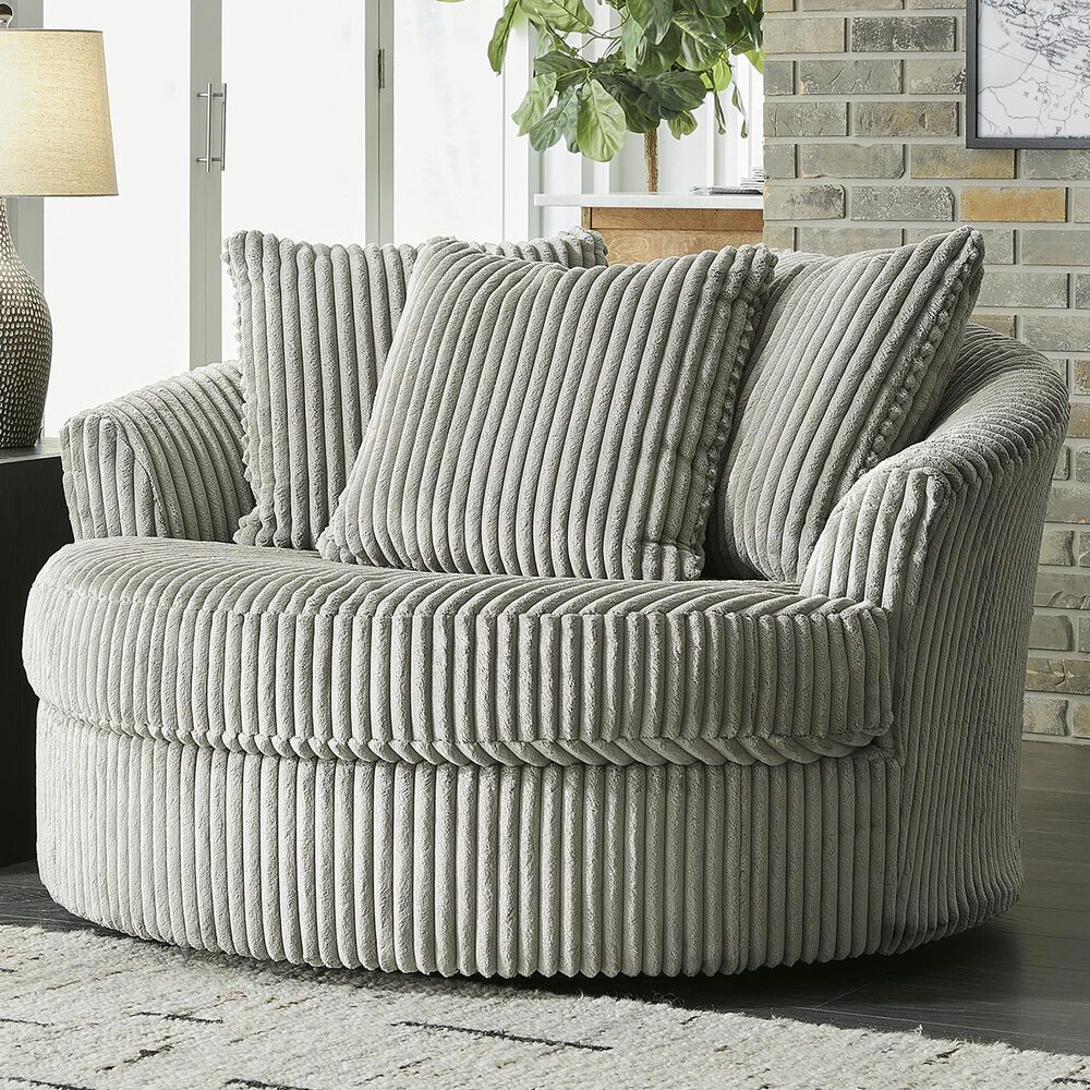 Ashley Lindyn Oversized Swivel Accent Chair in Fog, , large