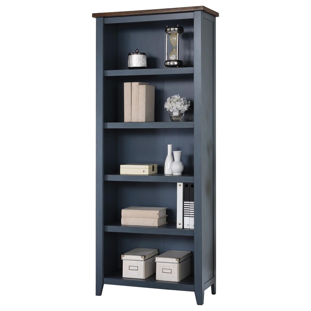 Wycliff Bay Fairmont 3-Piece Half Pedestal Desk with Bookcase and File Cabinet Set in Dusty Blue and Natural, , large