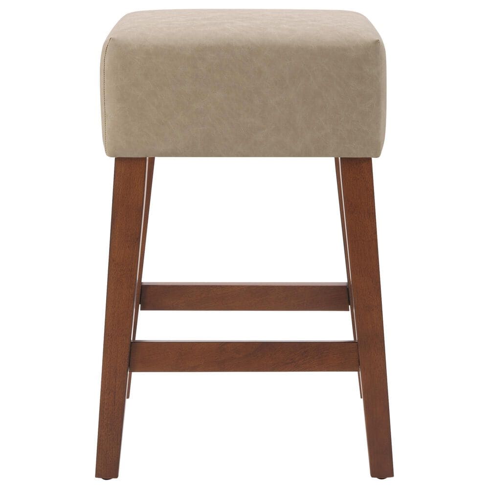 Valor Living Roscoe 26" Backless Counter Stool with Taupe Upholstery in Cherry, , large