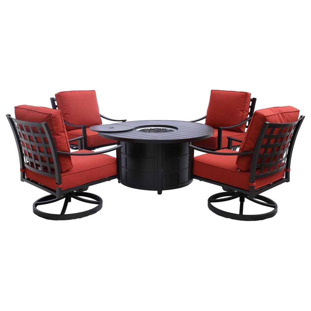 GatherCraft Presidio 5-Piece Round Firepit Chat Set in Linen Terracotta, , large