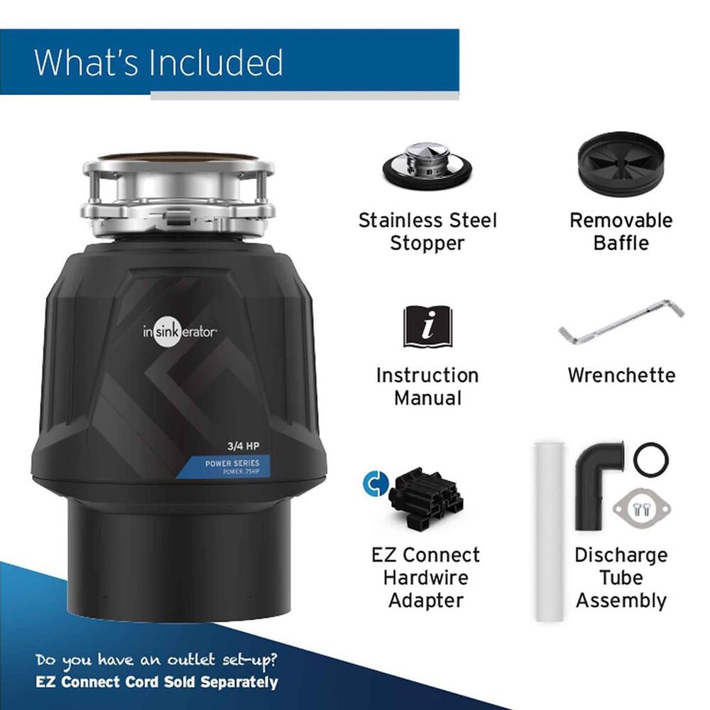 InSinkerator Power 3/4 HP Garbage Disposal in Black, , large