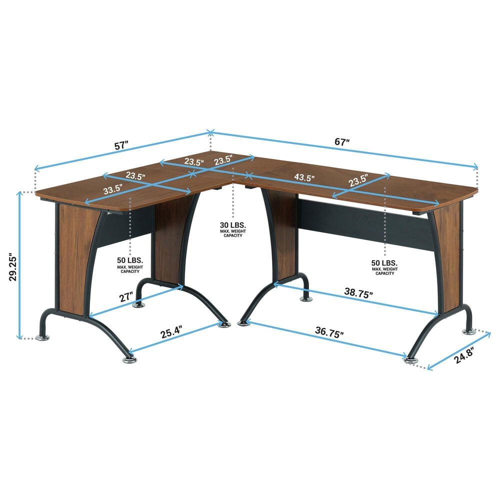 Rta Products Llc Deluxe L-Shaped Desk in Mahogany and Grey, , large