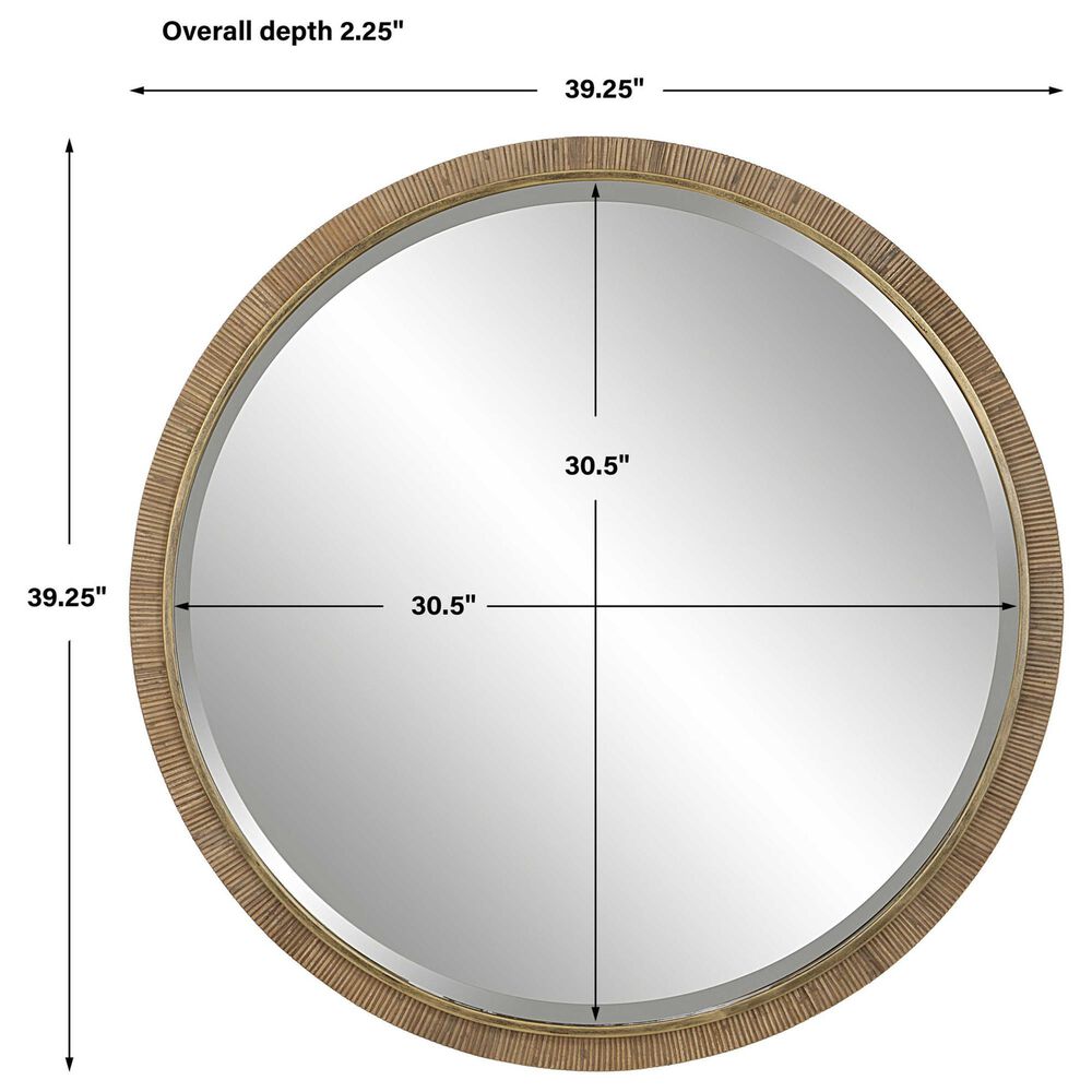 Uttermost Paradise Round Vanity Mirror in Antiqued Gold Leaf and Brown, , large