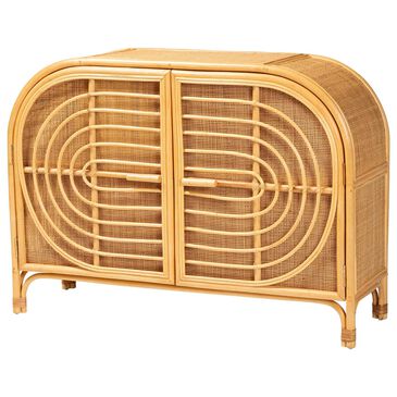 Baxton Studio Ovalet 2-Door Rattan Sideboard in Natural Brown, , large