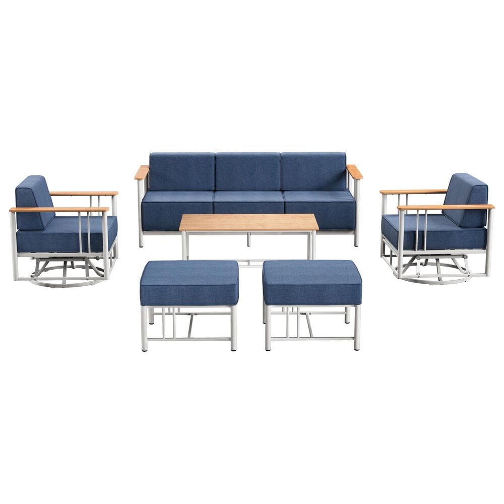 Sunwell Garden 6-Piece Patio Conversation Set in Blue, , large