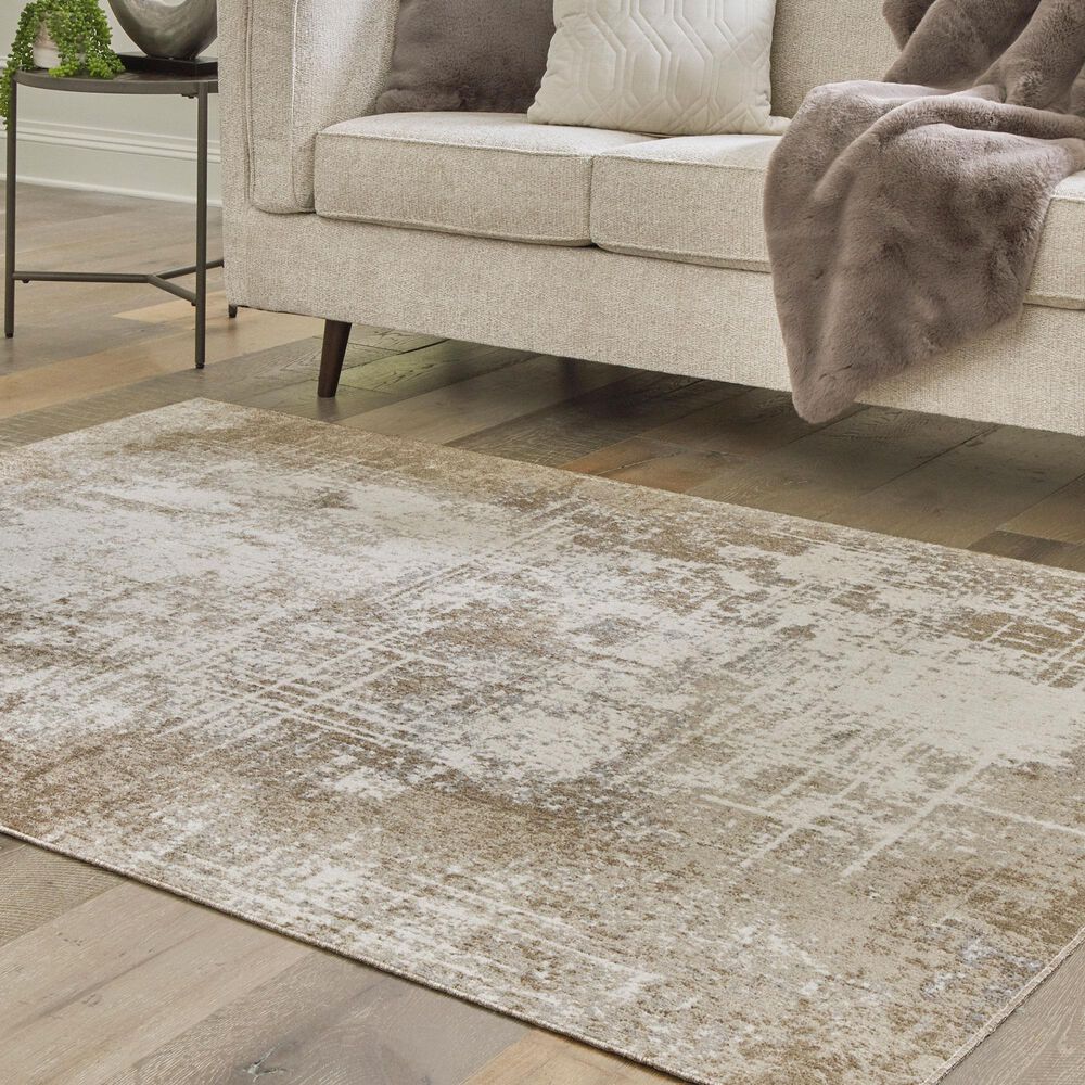 Ashley Grifflain 5&#39;1&quot; x 7&#39; Tan, Brown and Gray Area Rug, , large