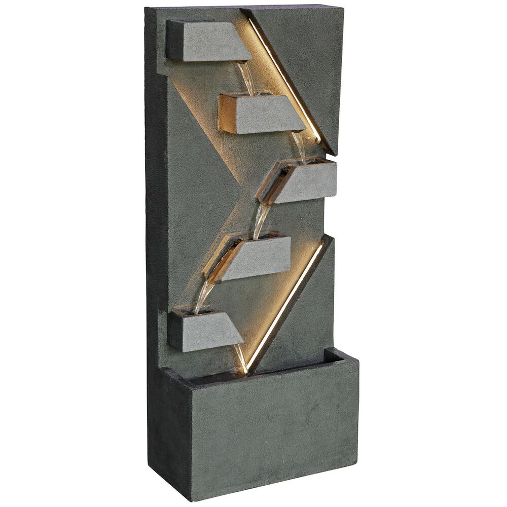 Alfresco Home Signal Resin Fountain with Lights in Gray, , large