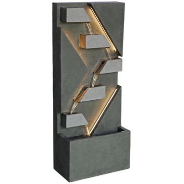 Alfresco Home Signal Resin Fountain with Lights in Gray, , large