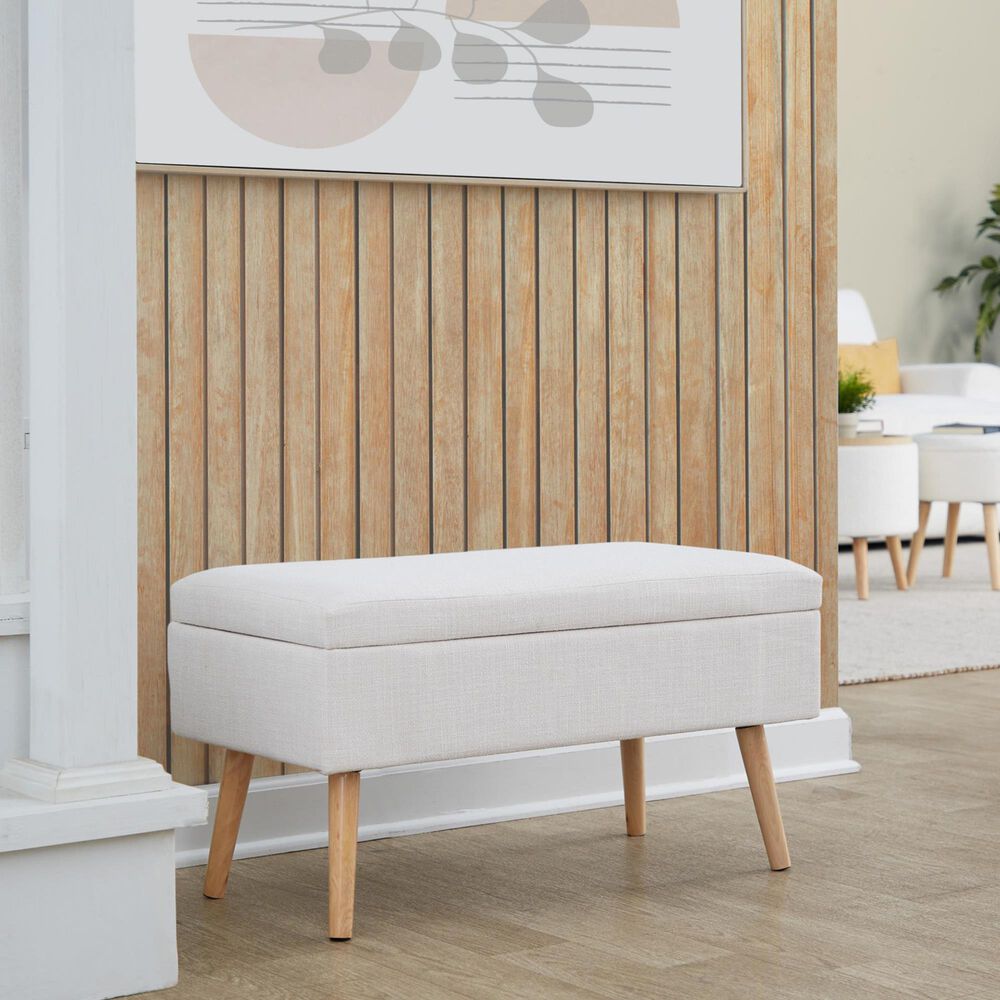 LumiSource Storage Bench in Beige, , large