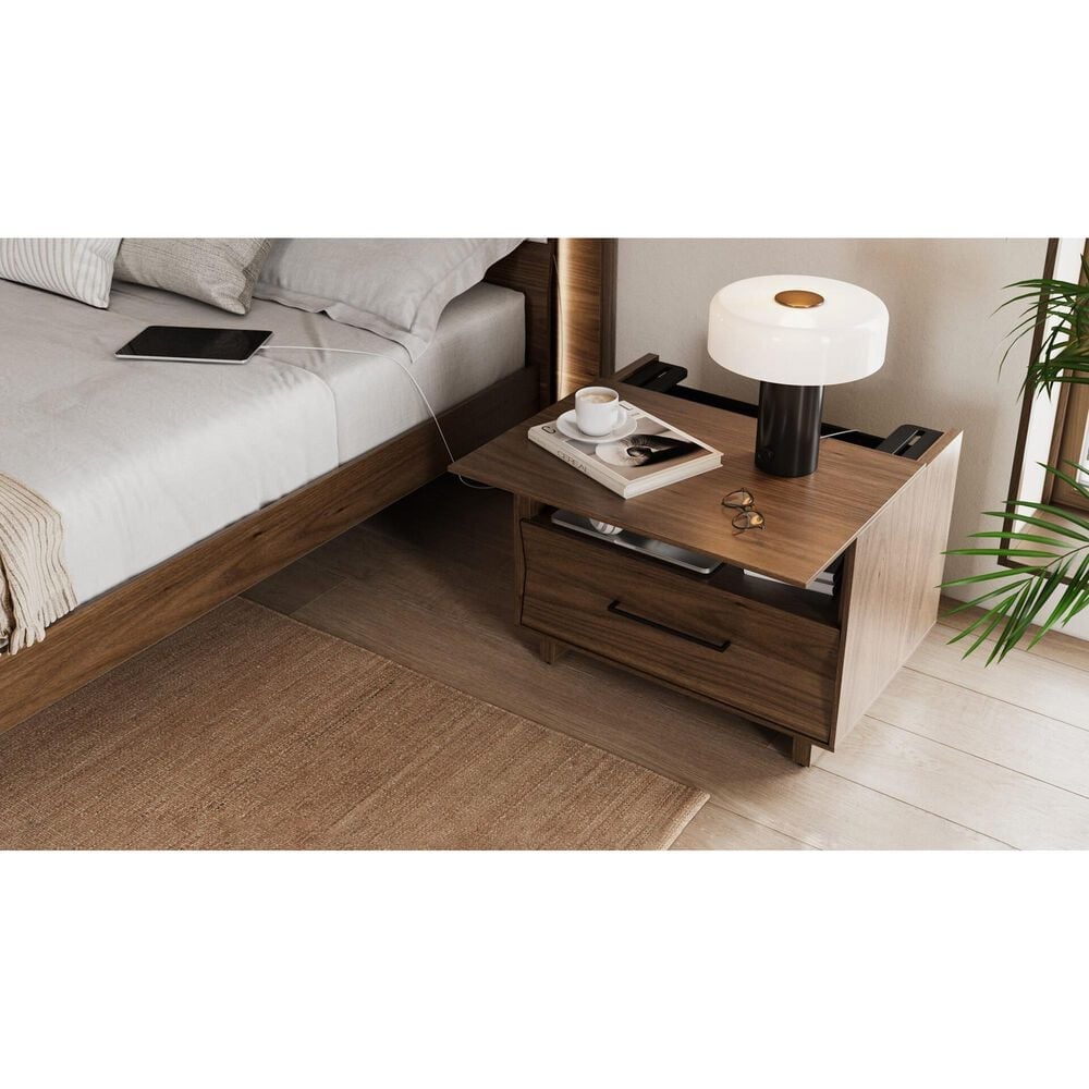 BDI Kava Queen Platform Bed and Two Nightstands in Natural Walnut, , large