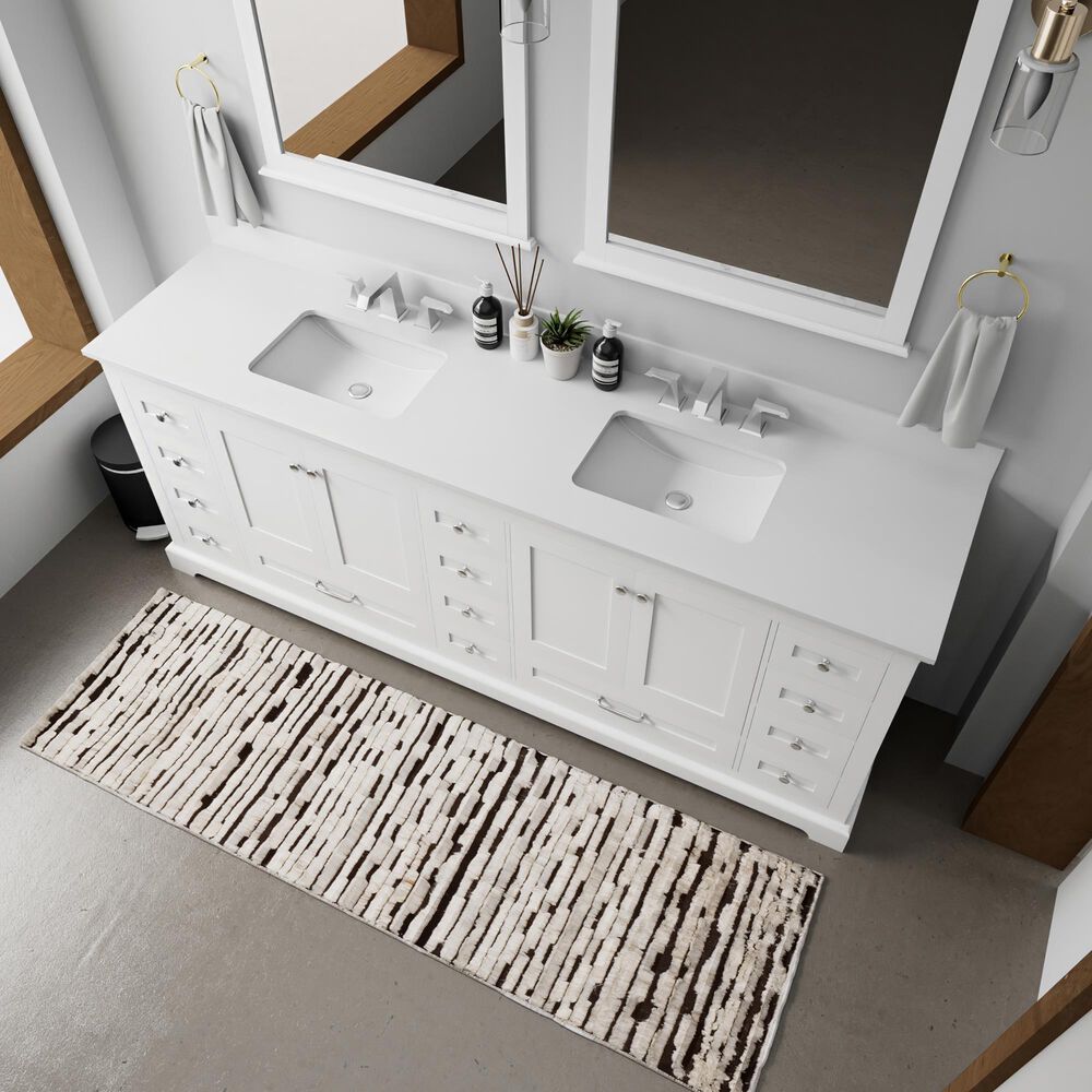Lexora Home Dukes 84" Double Bathroom Vanity in White with 2 cm White Cultured Marble Top and Rectangular Sinks, , large