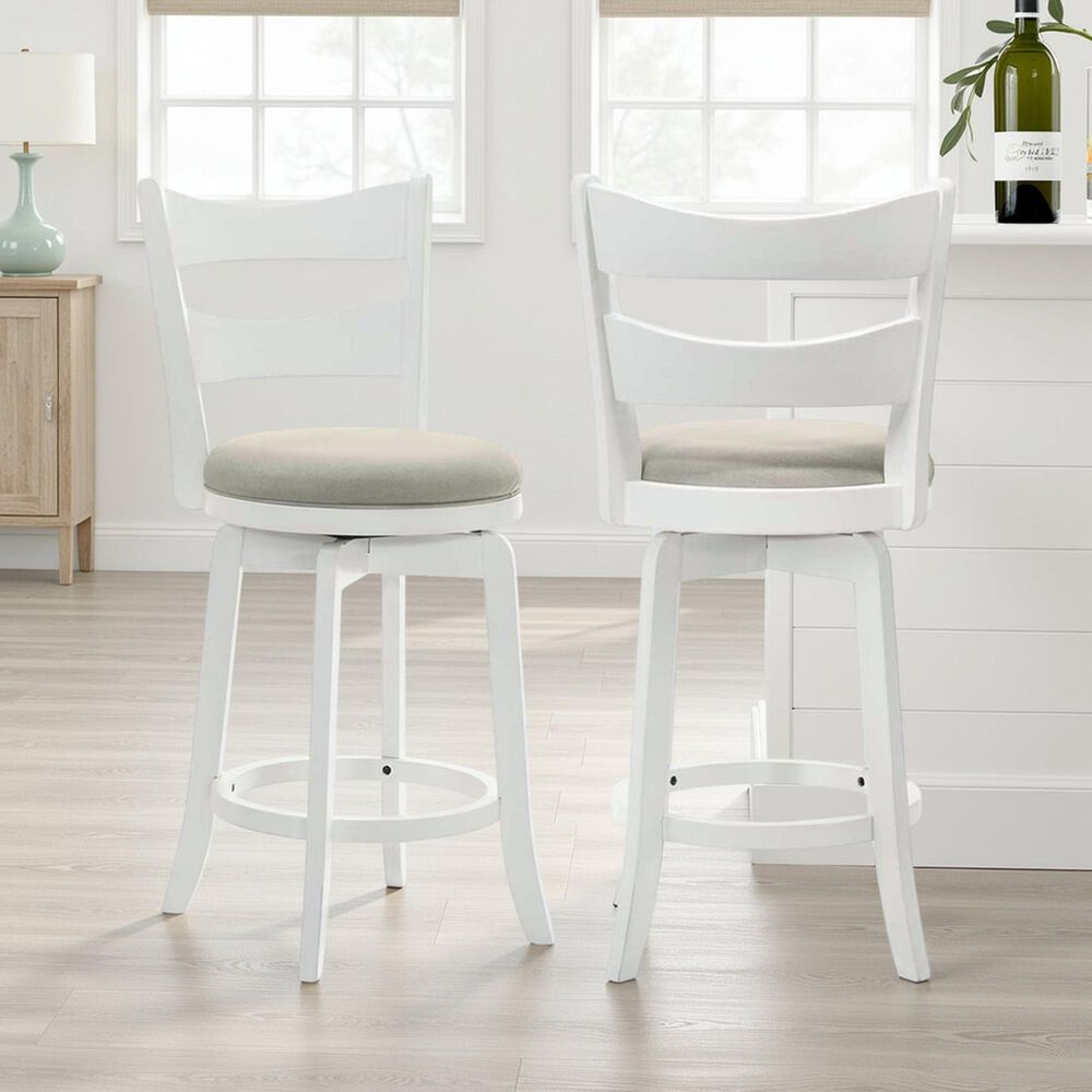Armen Living Blair 30" Swivel Bar Stool in Matte White, , large