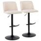 LumiSource Toriano Swivel Adjustable Bar Stool with Cream Noise Fabric Upholstery in Black (Set of 2), , large