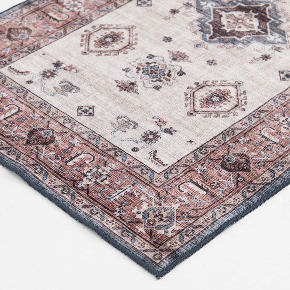Central Oriental Rugease Velveteen Raquel Red and Beige 2&#39;3&quot; x 6&#39; Runner, , large
