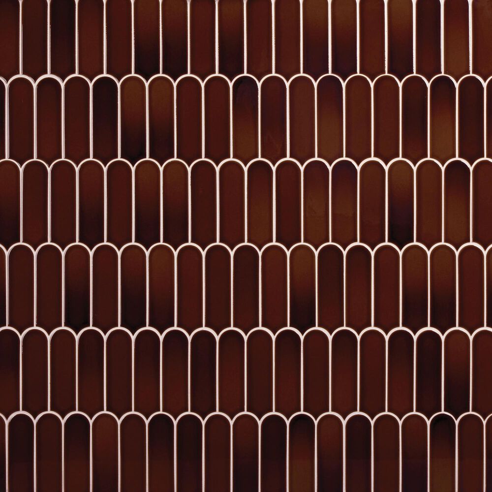 Dal-Tile Artefino Vintage Jasper 2" x 6" Fish Scale on 12" x 13" Porcelain Mosaic Sheet, , large