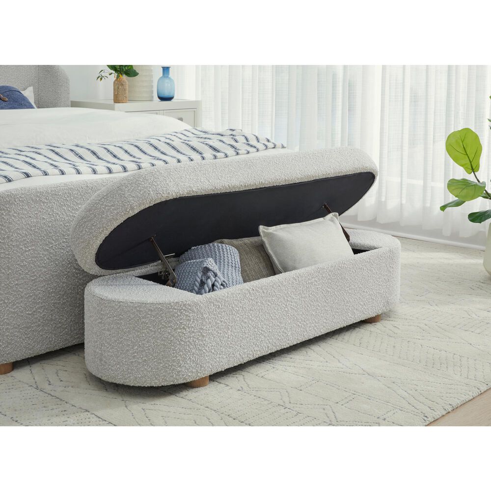 Urban Home Kiki Upholstered Hinged Storage Bench in Cotton Ball, , large