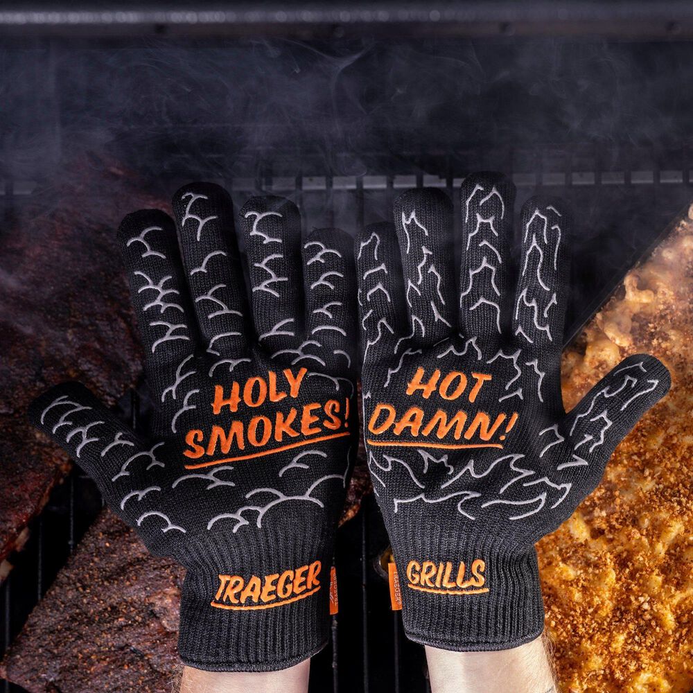 Traeger Grills Heat Resistant BBQ Grilling Mitts with Silicone Grip in Black, , large