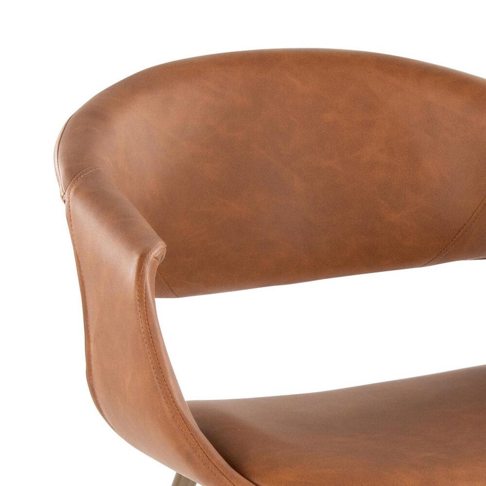 LumiSource Curvo Arm Chair with Camel Faux Leather Cushion in Antique Copper (Set of 2), , large