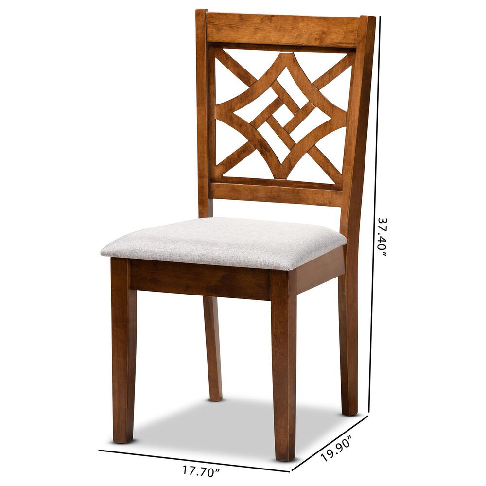 Baxton Studio Nicolette Side Chair with Grey Cushion in Walnut Brown (Set of 2), , large