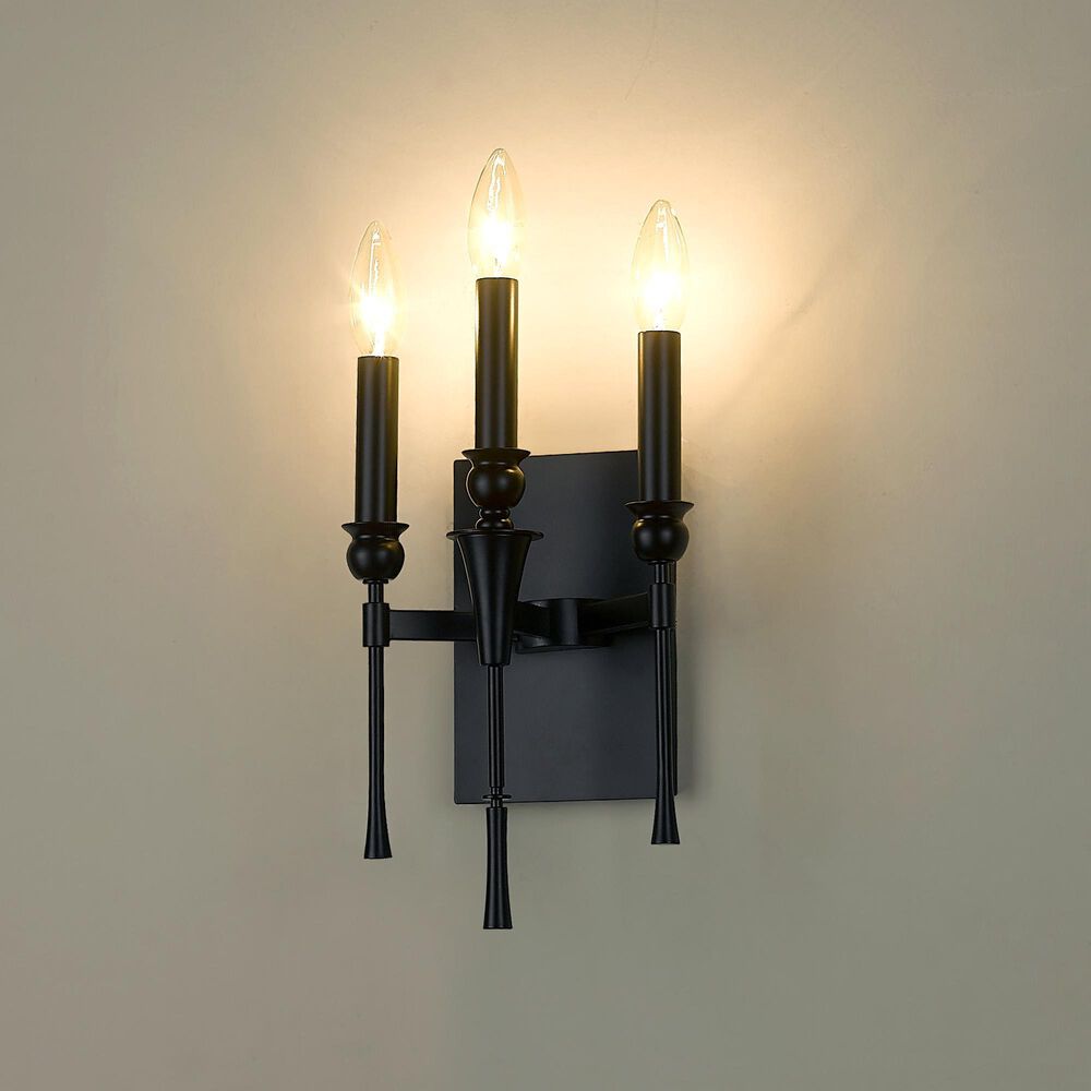 Golden Lighting Landon 3-Light Wall Sconce in Matte Black, , large