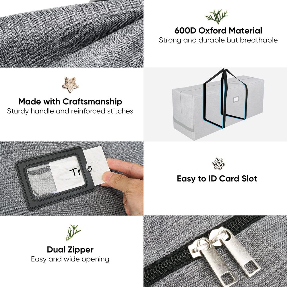 HOMLUX 7.5' Christmas Tree Storage Bag in Grey, , large