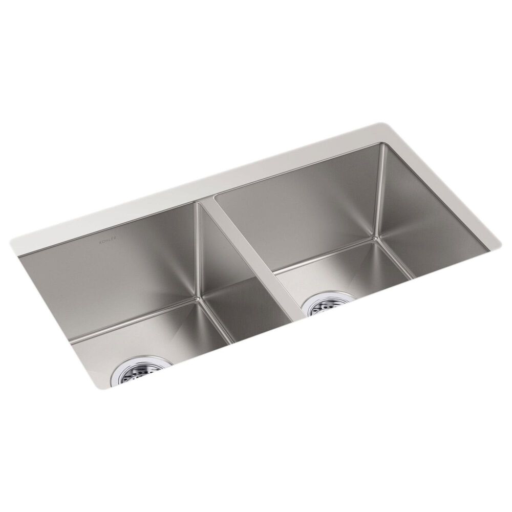 Kohler Strive 29.5" Undermount Double Bowl Kitchen Sinks in Stainless Steel, , large