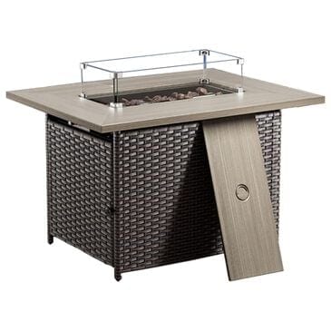 Sunwell Garden Rectangular Fire Pit Table in Brown, , large