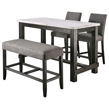Furniture of America Pittman 4-Piece Counter Height Dining Set in White and Antique Black, , large