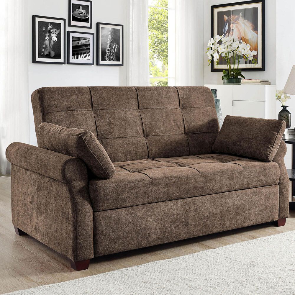 Lifestyle Solutions Hampton Queen Convertible Sofa in Brown, , large