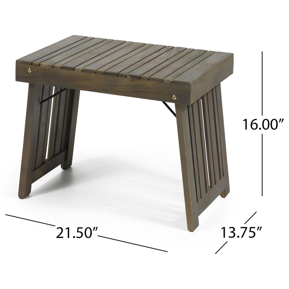 Hearth and Haven Kyoto Outdoor Folding Side Table with Slatted Top in Grey, , large