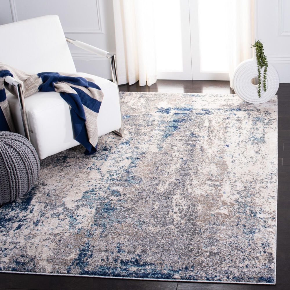 Safavieh Aston ASN718F 5&#39;3&quot; x 7&#39;7&quot; Gray and Navy Area Rug, , large