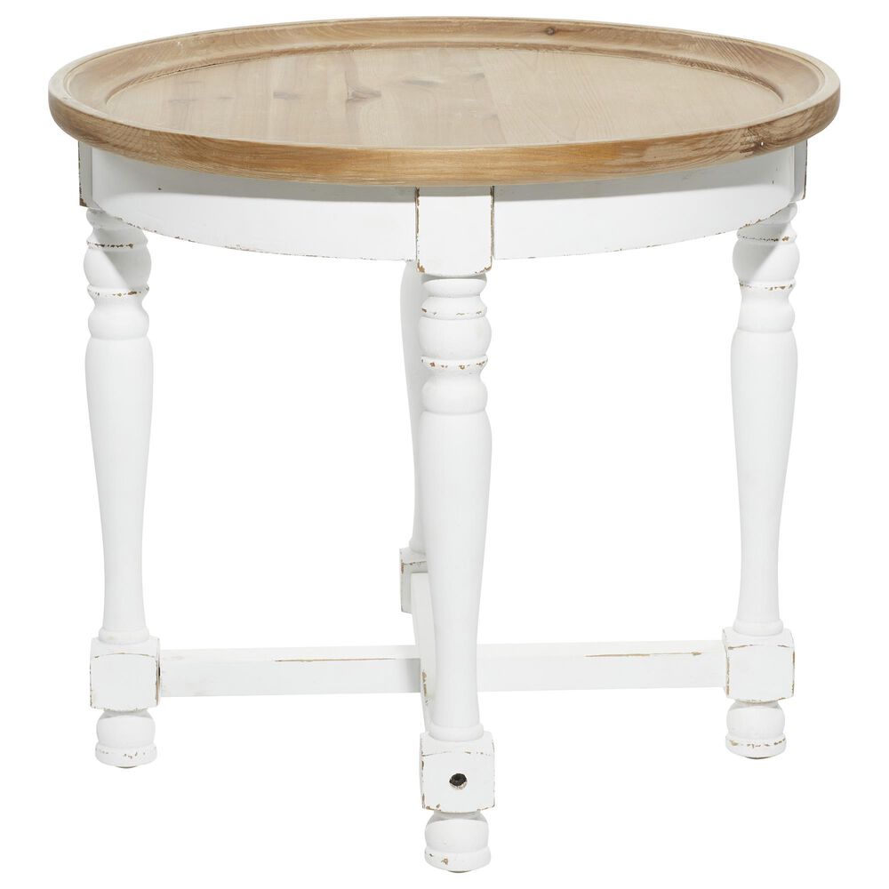 Maple and Jade Tray Top Accent Table in Vintage White and Brown, , large