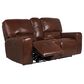 Italiano Furniture Leather Power Console Loveseat with Power Headrest in Brown, , large