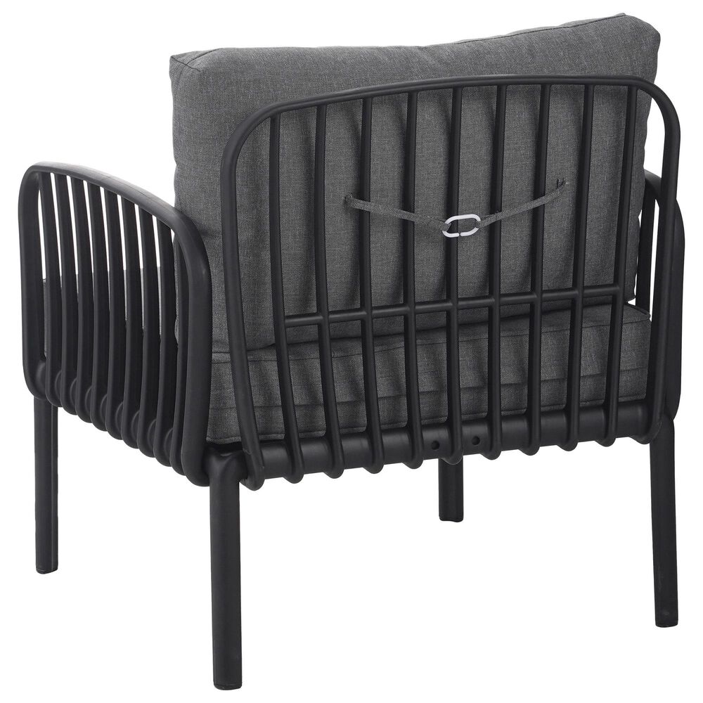 Hearth and Haven Patio Club Chair with Dark Gray Cushion in Black, , large