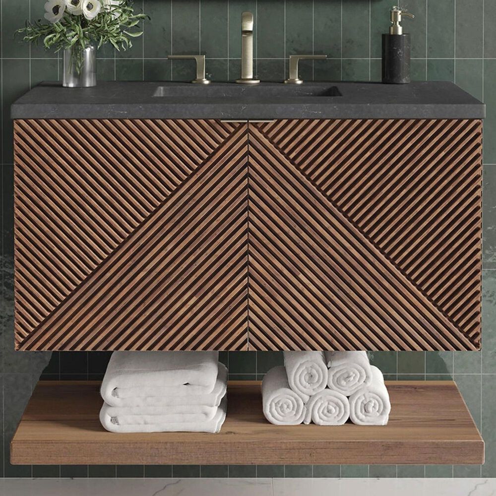 James Martin Vanities Marcello 36&quot; Single Bathroom Vanity in Chestnut with 3 cm Charcoal Soapstone Quartz Top and Rectangular Sink, , large
