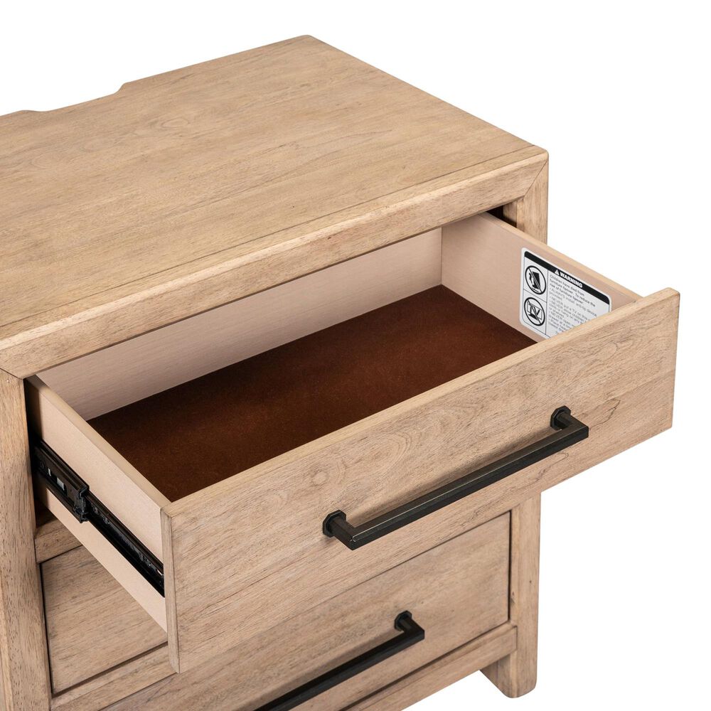 Belle Furnishings Proximity Place 3-Drawer Nightstand with Charging Station in Barley Buff, , large