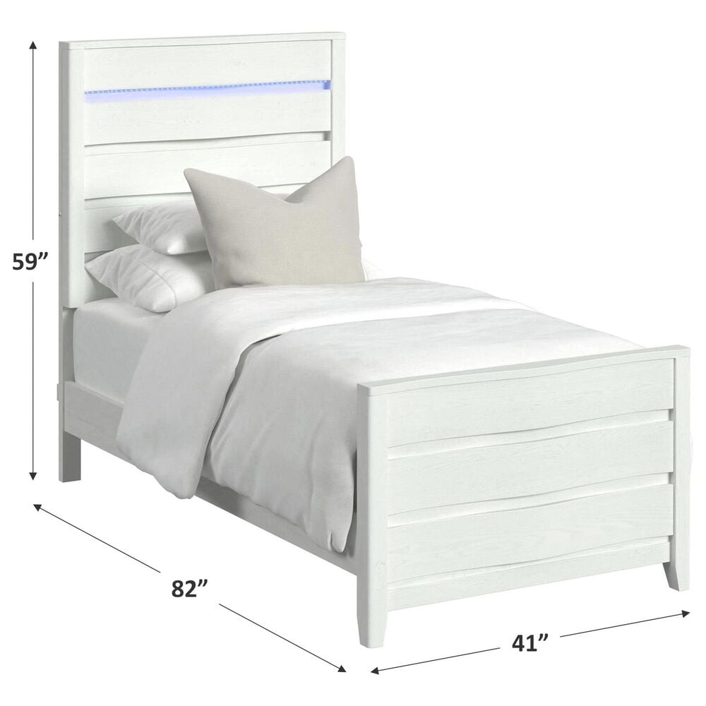Mayberry Hill Tobias Twin Panel Bed with LED in White, , large