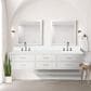 Lexora Home Castor 84" Double Bathroom Vanity in White with 2 cm White Quartz Top and Rectangular Sinks, , large