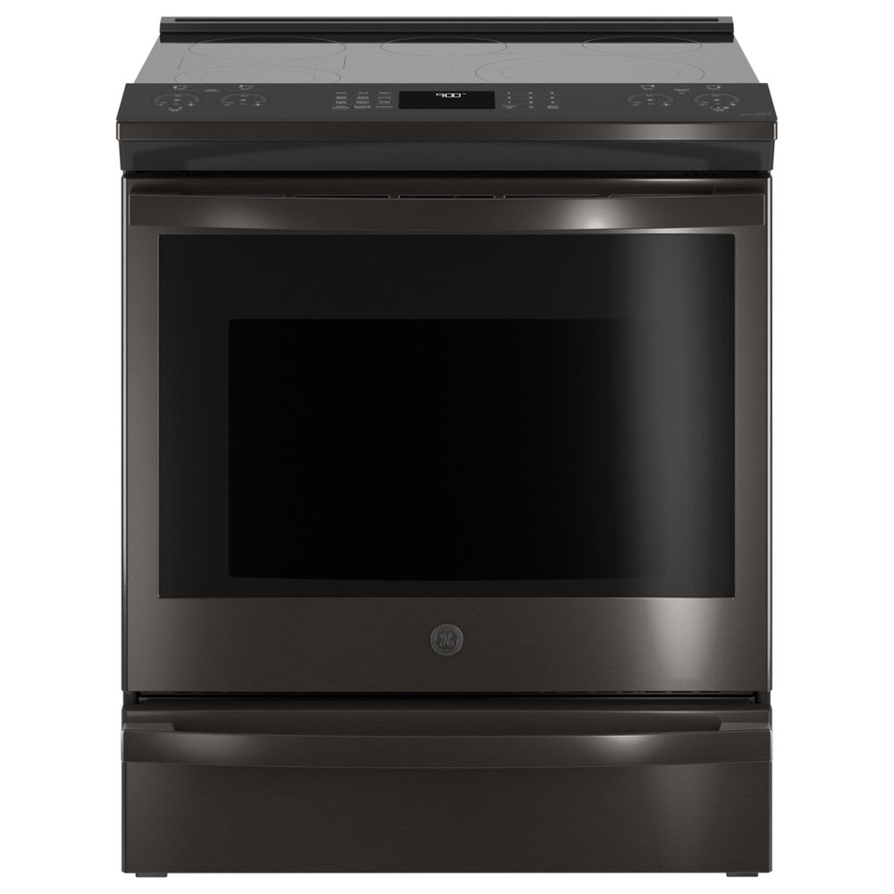 GE Profile 30" Smart Slide-In Electric Rang in Black Stainless Steel, , large