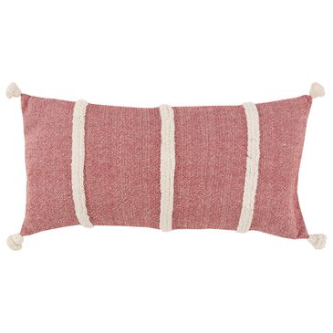 Rizzy Home 14" x 26" Down Filled Lumbar Pillow in Red and Neutral, , large